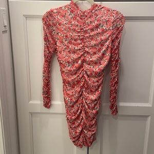 Pink long sleeve flowered dress